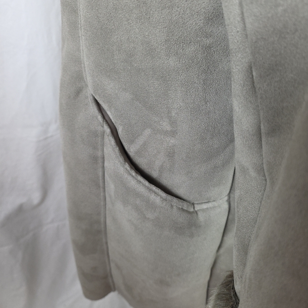 Chico's Gray Faux Suede Fur Penny Lane Teddy Coat Jacket Womens XL 16 Chicos 3 - Picture 5 of 8
